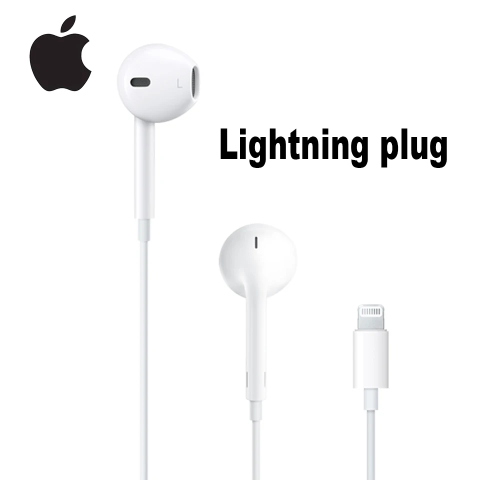 Lightning plug Наушники Apple Earpods с разъемом 3,5 мм и разъемом Lightning, наушники-вкладыши, спортивные наушники, наушники для iPhone/iPad, Android - Цвет: Lightning plug