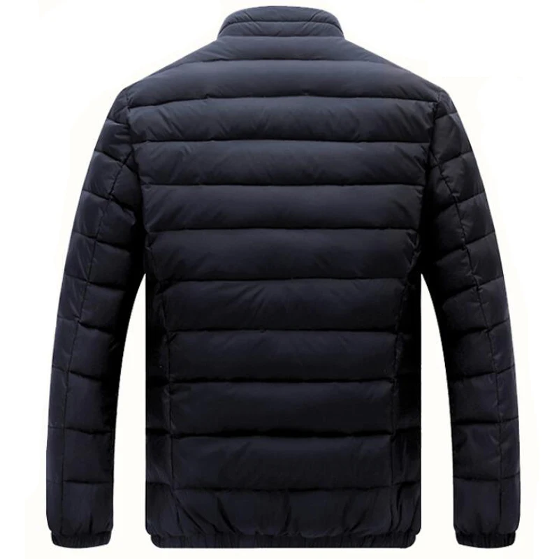 Легкая мужская куртка на утином пуху повседневный пуховик с воротником стойкой