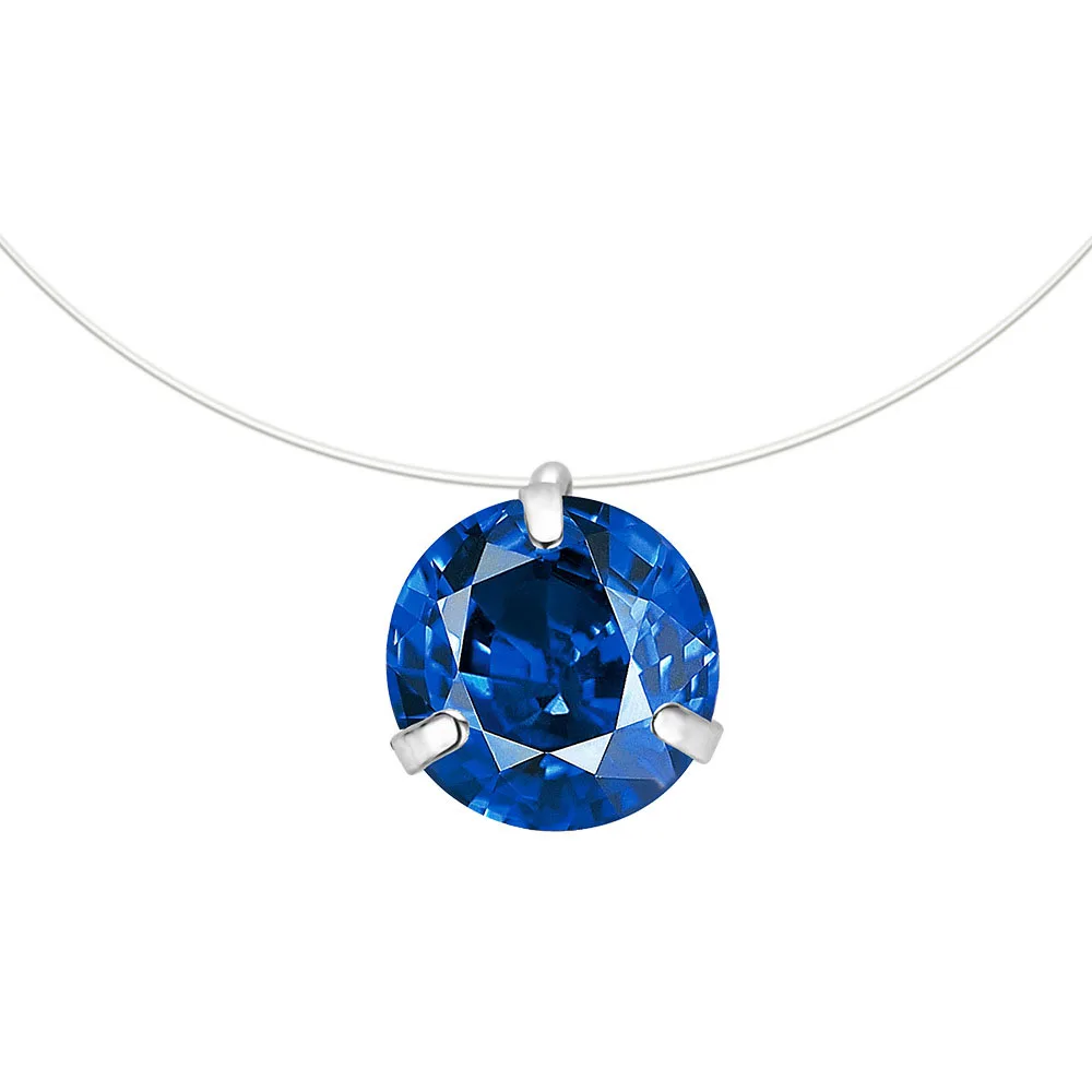 Colorful Dazzling Zircon Necklace And Invisible Transparent Fishing Line Simple Pendant Accessories Jewelry For Women | Украшения и