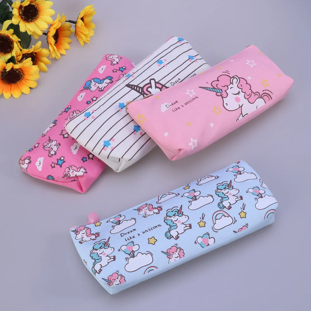 

4 PCS Canvas Pencil Cases Stationery Pencil Box Pen Bags School Supplies