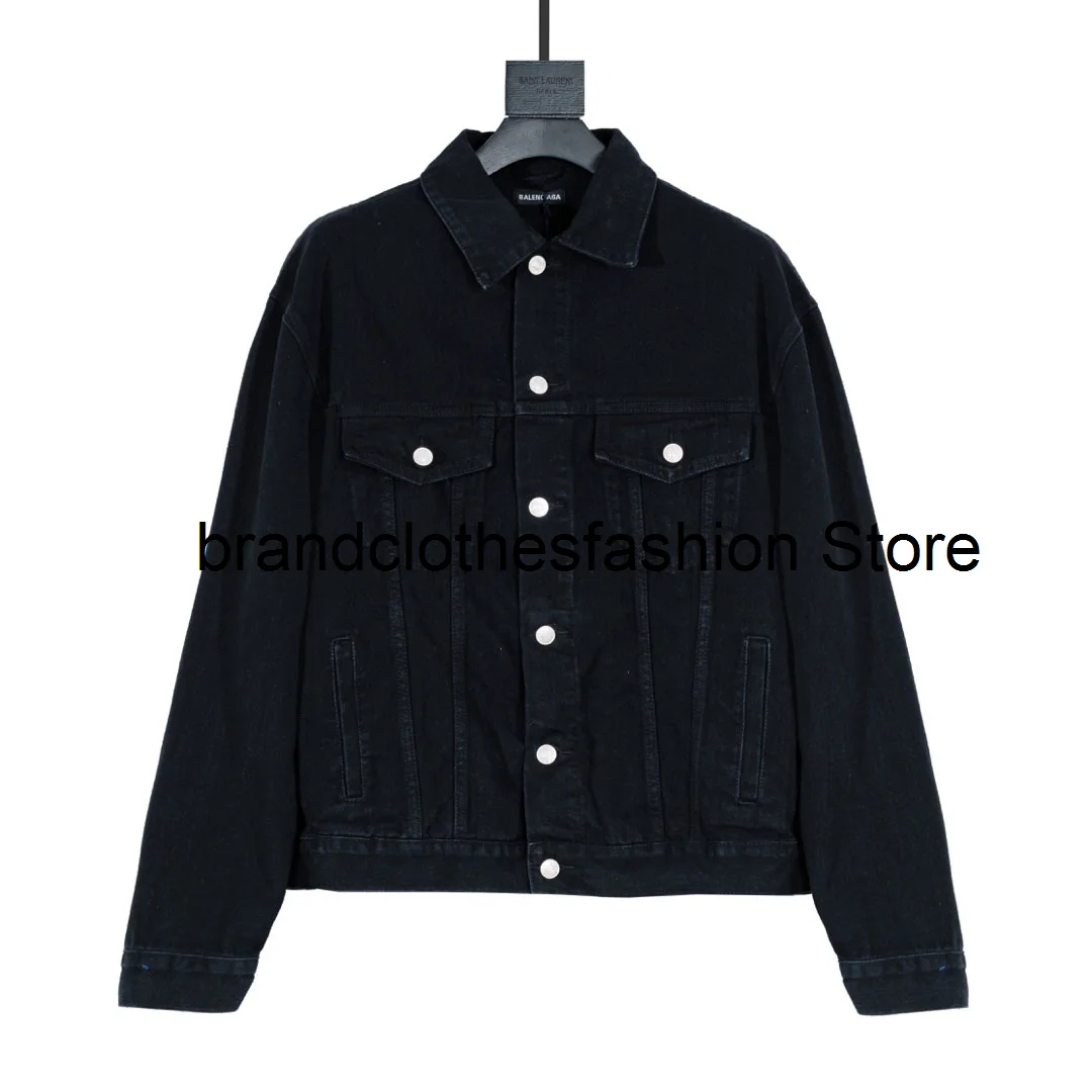 

Four Seasons Men Women Classic Rront Rear Print High Street Tooling Style Denim Jacket