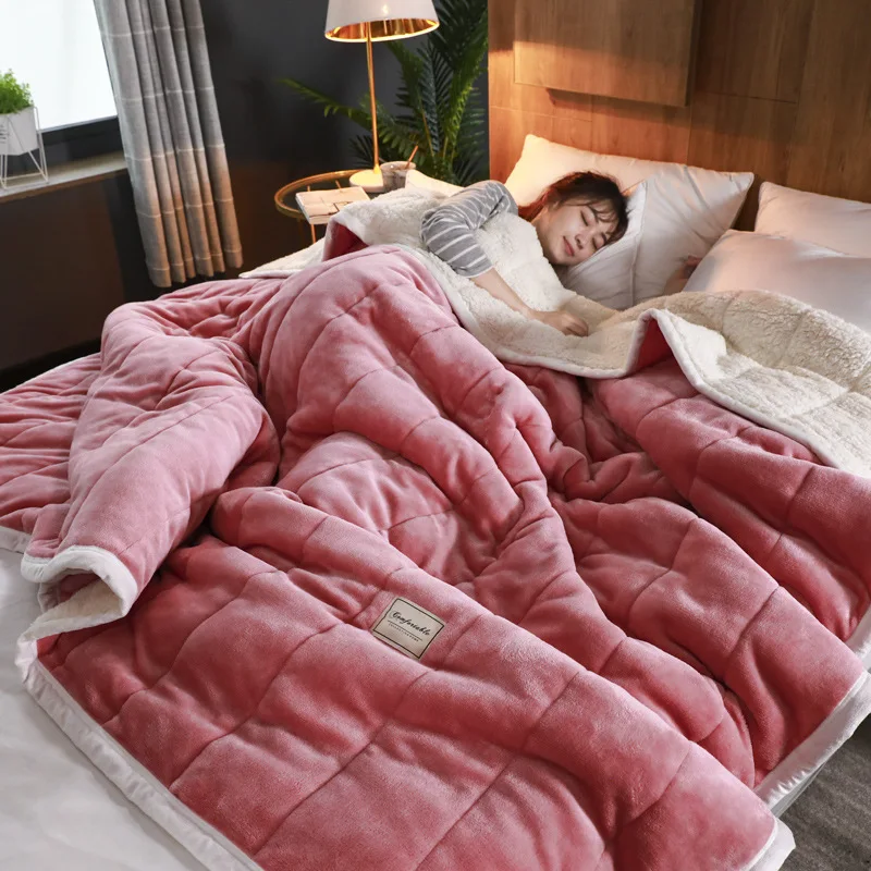 

Double-faced Fluff Super Warm Blanket Luxury Thick Blankets Adult Bed Cover for Beds/ Fleece Blankets and Throws Winter Neck