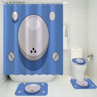 4 pieces ghost in the shell bathroom curtain sets japan anime carpet pedestal rug lid toilet cover bath mat bathroom set