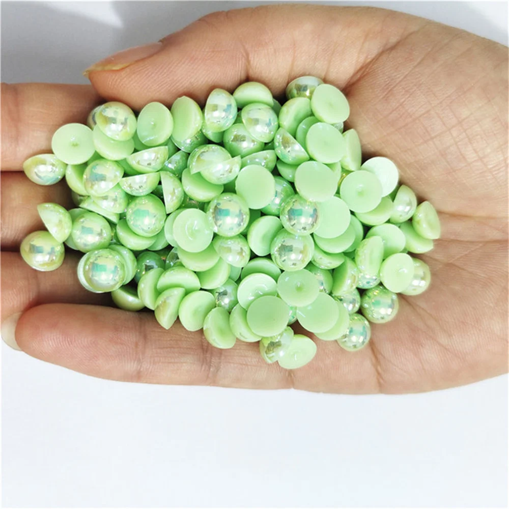

Multi-size all Light greenAB Half Round ABS Imitation Flatback Acrylic Pearl Glue On Pearls Beads NailArt Crafts Diy Decorations