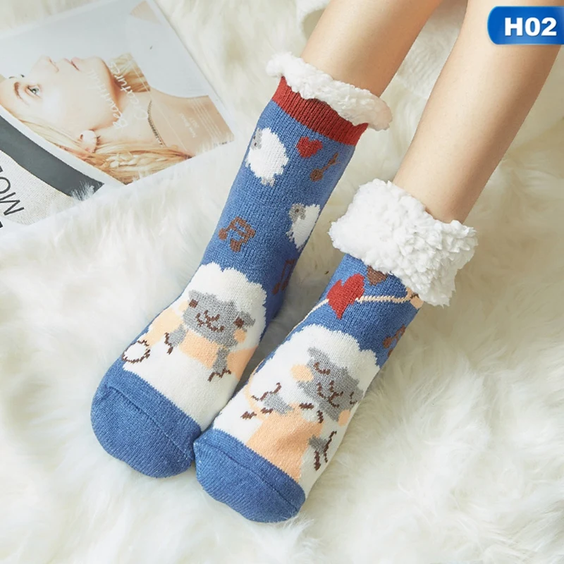 

Thicken Fluffy Fur Fleece Cotton Socks Winter Warm Home Floor Slipper Socks Bed Sleeping Funny Animals Cute Gift