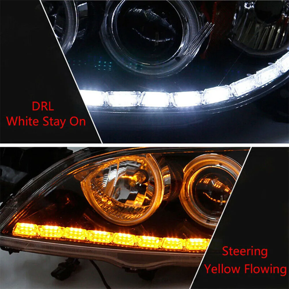 

2X 16LED Switch Automotive Flexible Lights With DRL Sequential Turn Lamp Signal Lights Vehicles Accessories