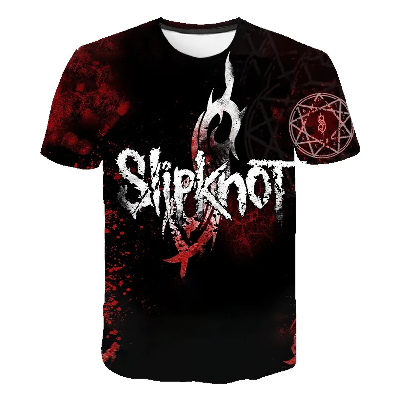 Брендовая Готическая футболка Slipknot в стиле панк рок с 3d принтом Мужская коротким