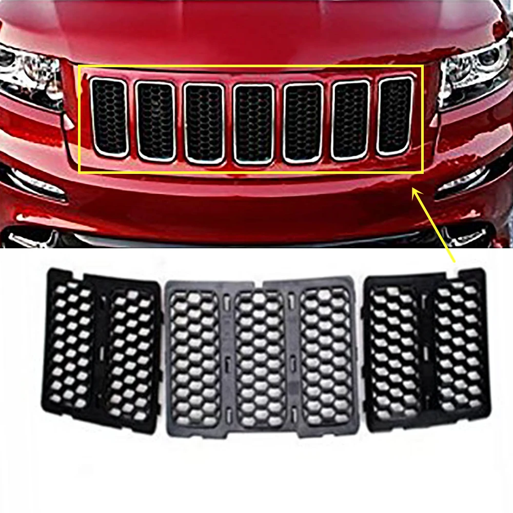 

Fit for Jeep Grand Cherokee 2014 2015 2016 Front Grill Mesh Grille Inserts Cover Kit Black/Sliver Car Accessories