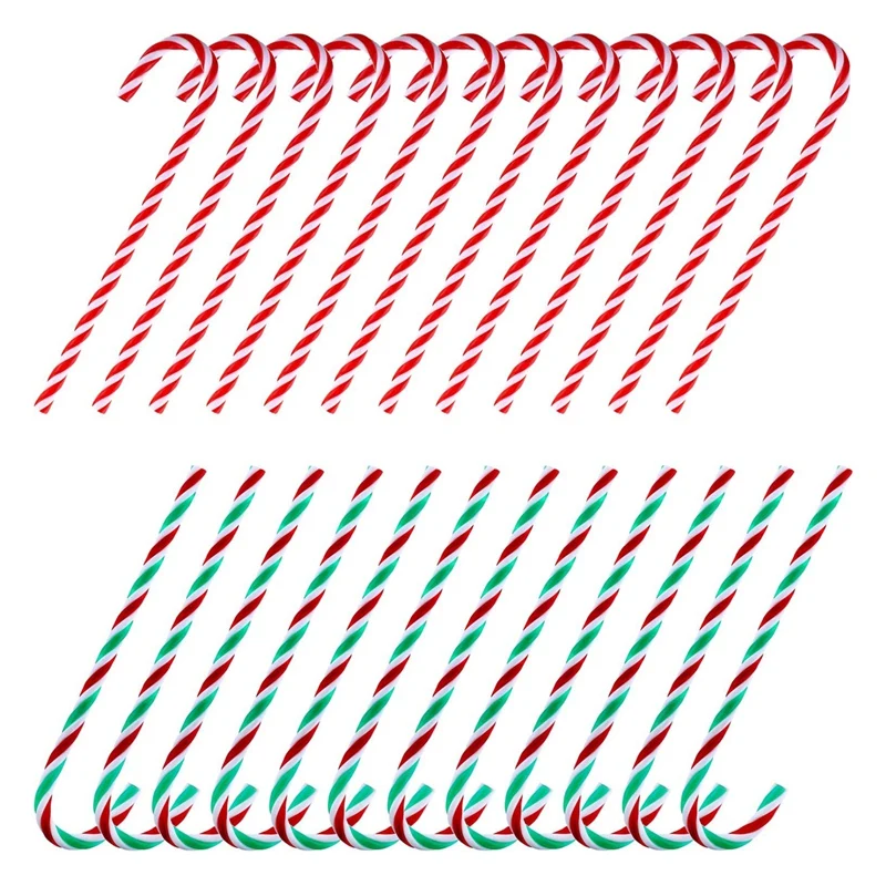 

Hot SV-48Pcs Christmas Plastic Fake Candy Canes Twisted Toy Crutch for Christmas Tree Hanging Decorations