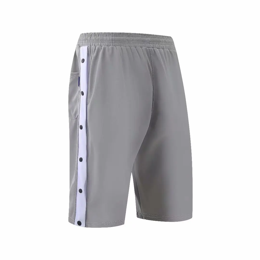 

2021 Men Running Shorts Full Open Side Breasted Sports Shorts Quick Dry Basketball Soccer Training Five Pants Buttons Gym Shorts