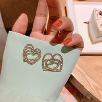 zdmxjl 2021 new trend korean women earring simple double deck hollow out heart zircon ear stud pandora 925 original jewelry gift