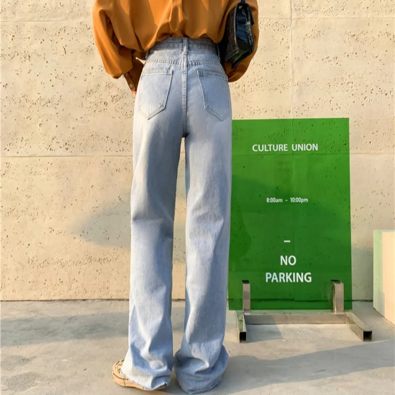 

ZHISILAO Wide Leg Straight Jeans Women High Waist Denim Pants Plus Size Vintage Boyfriend Mom Blue Jeans 2021 Streetwear