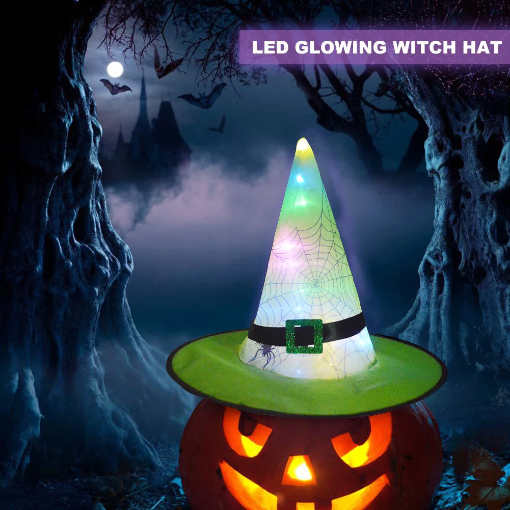

Halloween Luminous Witch Hat LED Glowing Hat Headdress Children Adult Party Costume Halloween Decoration Props