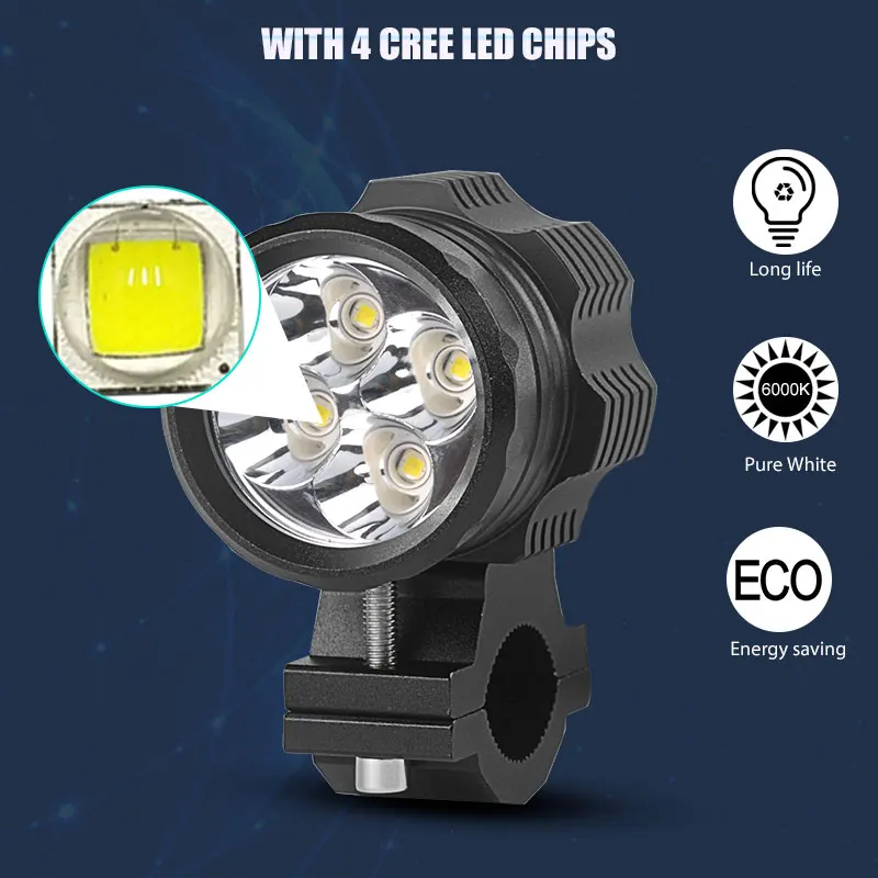 Мото светодиодные фары мотоцикла Светодиодный прожектор 4 светодиодных чипа 4000
