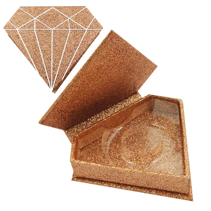 

Lash Rose Gold Boxes Packaging custom Eyelash Packaging triangle Box With Logo Private Name Faux Mink Lashes Package Cases