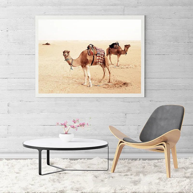 Пейзаж пустыни верблюд настенное Искусство Дерево печать плакат Настенные