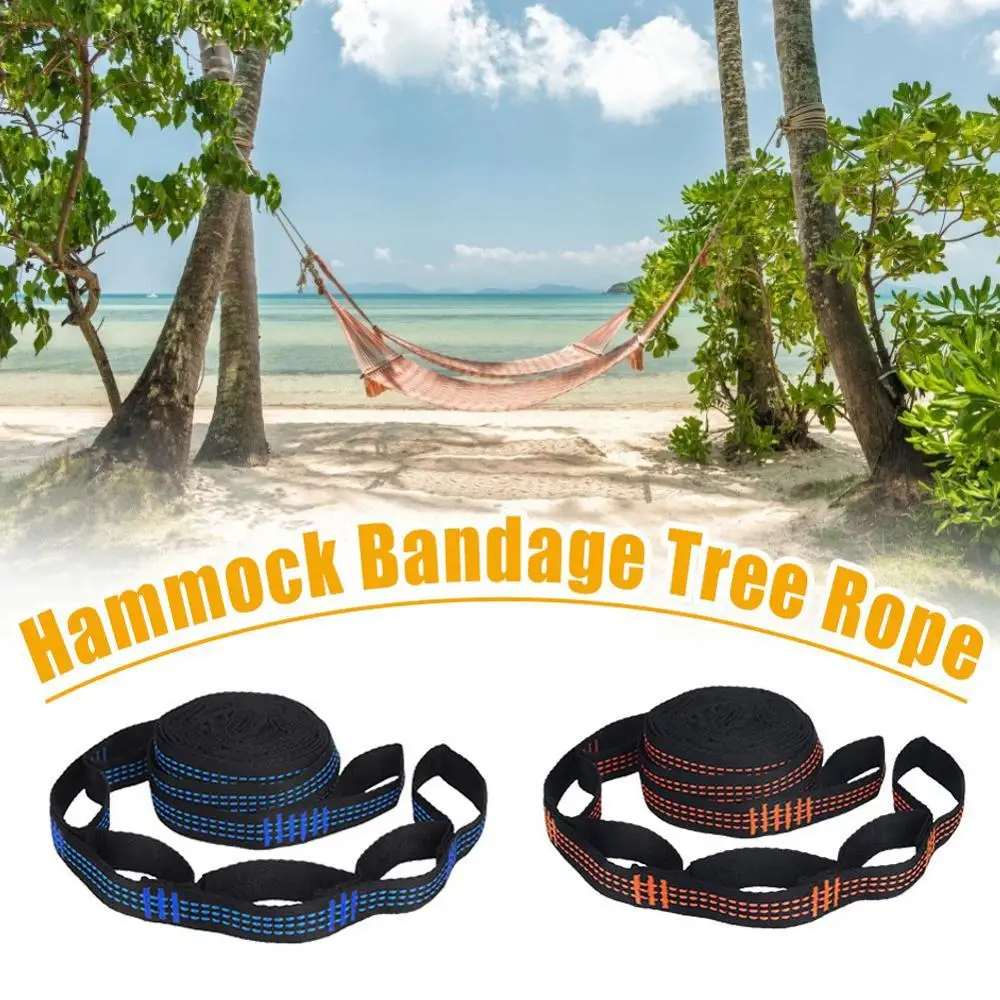 

2pcs/set hammock strap high-strength load-bearing polyester 5-ring outdoor hammock tree strap black bartacking hammock rope