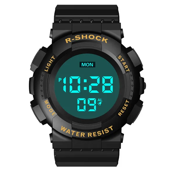 Black HONHX Relogio Digital Masculino, простые спортивные часы с циферблатом, Мужские Цифровые, светодиодный, водонепроницаемые часы, дата, электронные часы A15 - Цвет: Black