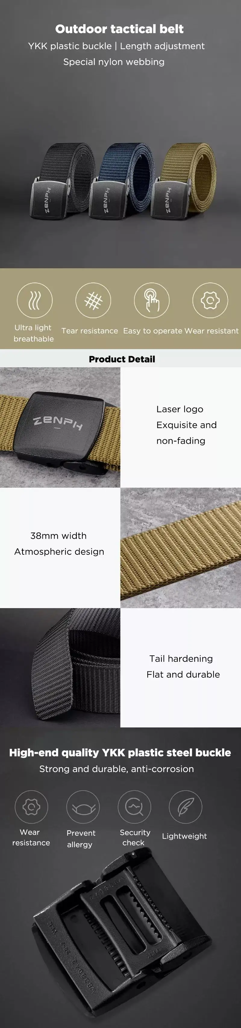 Zenph 2 шт. тактические ремни пластиковые стальные пряжки военный поясной ремень Регулируемый Открытый быстросъемный нейлоновый тренировочный ремень для мужчин