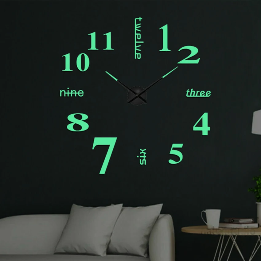 

Luminous Wall Clock, 3d Diy Large Size Acrylic Living Room Decoration Clock, Suitable for Living Room, Bedroom, Office, Etc.
