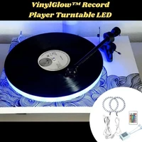 1set standard 6080mm vinylglow record player turntable led full circle colorful aperture decoration rgb24 keys easy to install