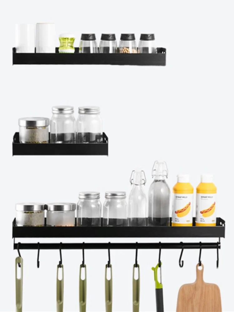 kitchen organizer storage wall mount spice racks aluminum shelves utensil spoon hanger hook kitchen gadgets accessories supplies free global shipping