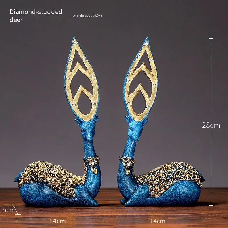 

Light luxury couple elk love resin ornaments Creative home living room counter resin crafts decoration fashionable hot selling