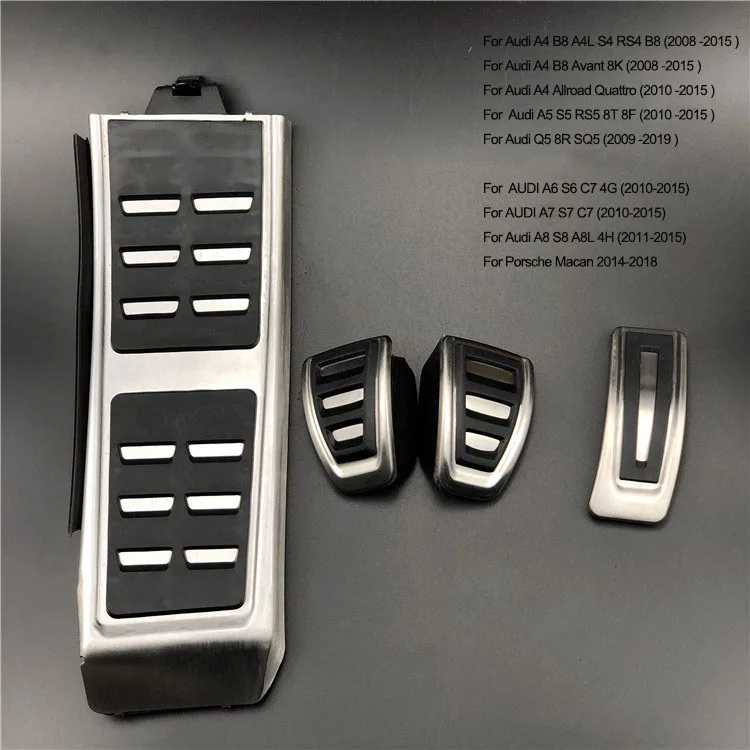 steel 4pcs For MT Emaicoca автомобильный топливный тормоз Подножка педаль чехол для Audi A4 S4 A5 S5 A6 A7 S7 Q5 SQ5 Q7 Q8Q3 A3 TT/Porsche Cayenne Macan/Touareg - Название цвета: steel 4pcs For MT