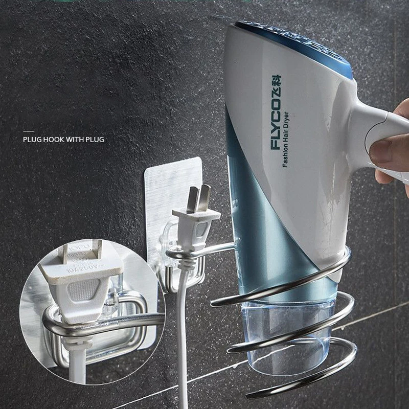 Настенная сушилка для волос Бесплатная перфорированная стойка из нержавеющей