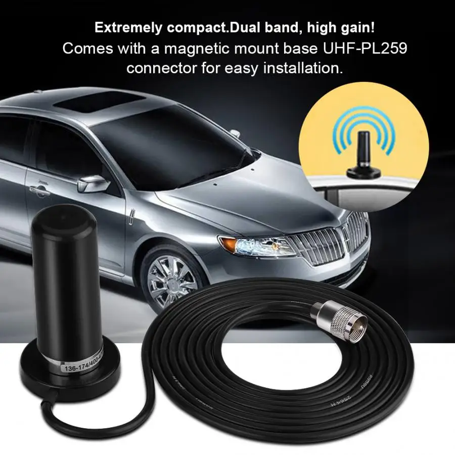 Универсальная автомобильная антенна VHF/UHF Двухдиапазонная с магнитным