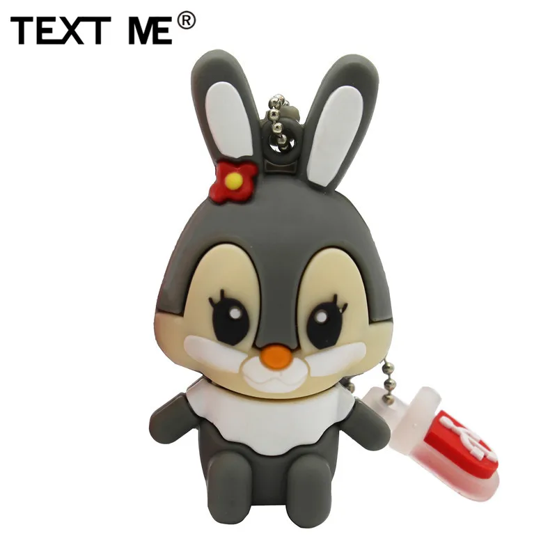 TEXT ME 64 Гб usb флеш-накопитель usb 2,0 4 ГБ 8 ГБ 16 ГБ 32 ГБ флеш-накопитель милый серый розовый модель кролик