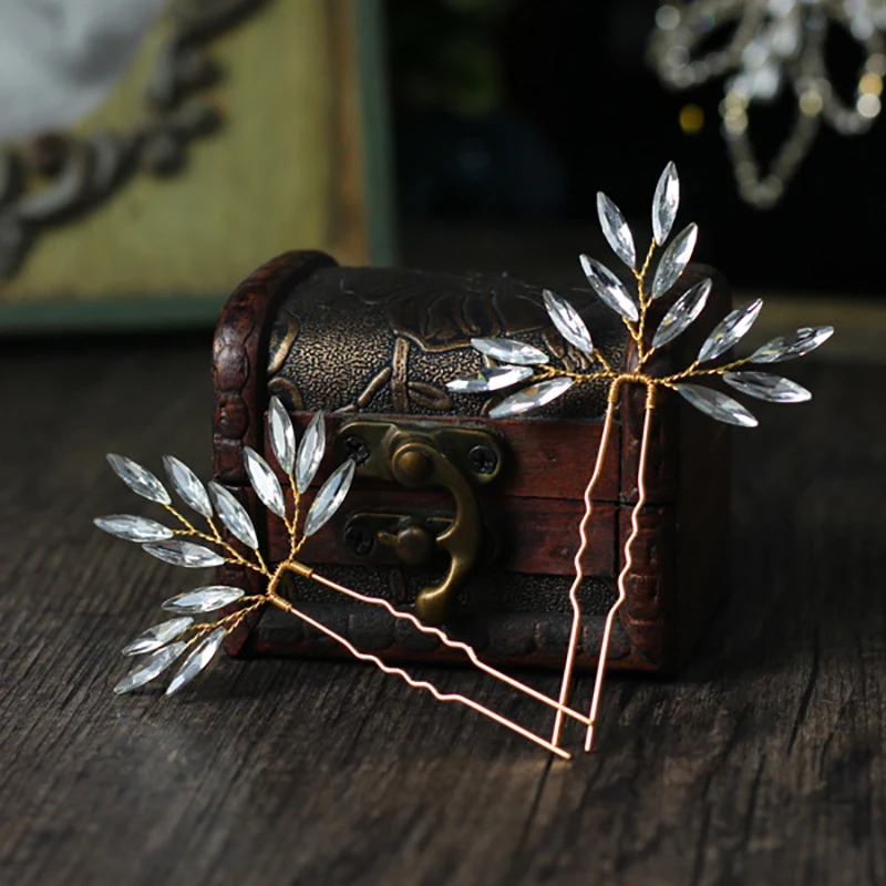 Набор из трех заколок для волос Стразы в винтажном стиле классический свадебный