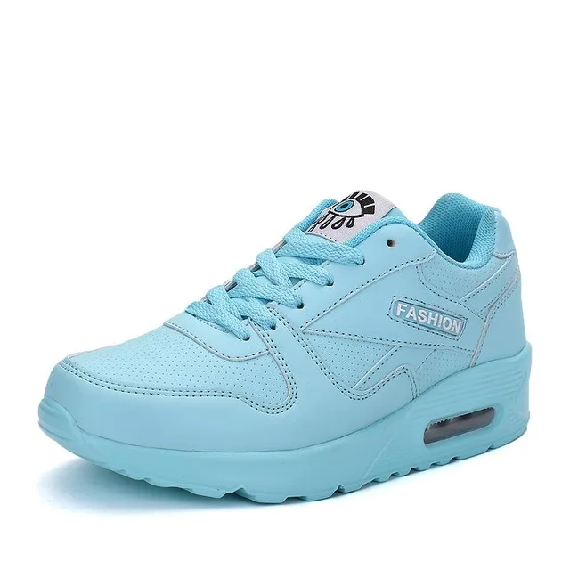 Женская обувь; коллекция года; женские кроссовки на шнуровке; tenis feminino; модная весенняя женская обувь из искусственной кожи; прогулочная обувь; женская обувь на плоской подошве - Цвет: Leather Blue