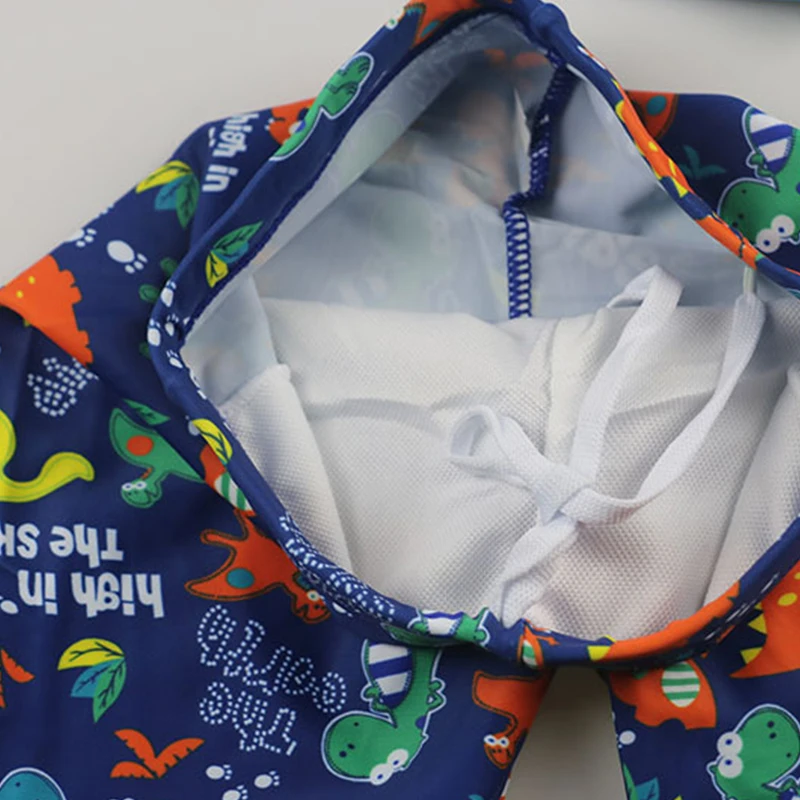 Children Swimwear 2021 3pcs Dinosaur Blue Swimsuit Boys Kids Swimming Hat Short Sleeve BathSuit Swim Beach Wear Cute Swimmwear