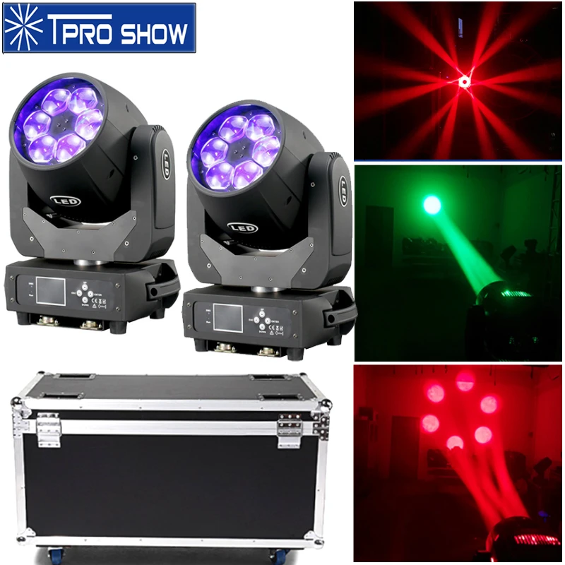 2 шт. луч движущийся головной свет 6x40 Вт пчелиные глаза RGBW LED Lyre Wash Zoom стробоскоп