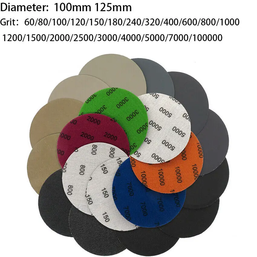 Наждачная бумага, 4 дюйма, 5 дюймов, 100 мм, 125 мм, для влажной и сухой шлифовки