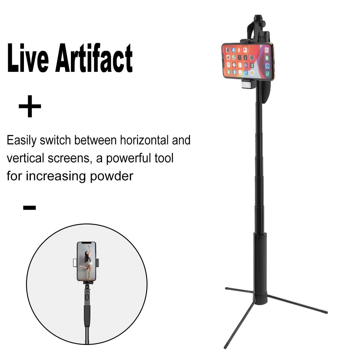 Portable Integrated Selfie Stick Tripod Live Stabilizer with Adjustable Fill Light Mobile Phone Bracket  for Live/Video/Photo
