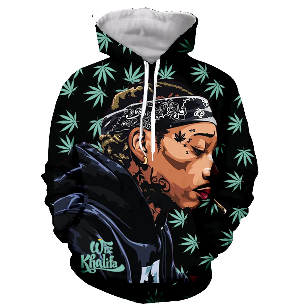 Новое поступление популярная футболка в стиле хип-хоп с 3d принтом Wiz Khalifa для