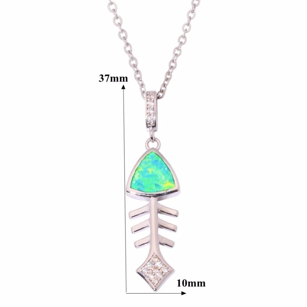 

Exquisite Fishbone Design Imitation Fire Opal Pendant Necklace For Women Bohemian Rhinestones Necklace Female Jewelry Gift