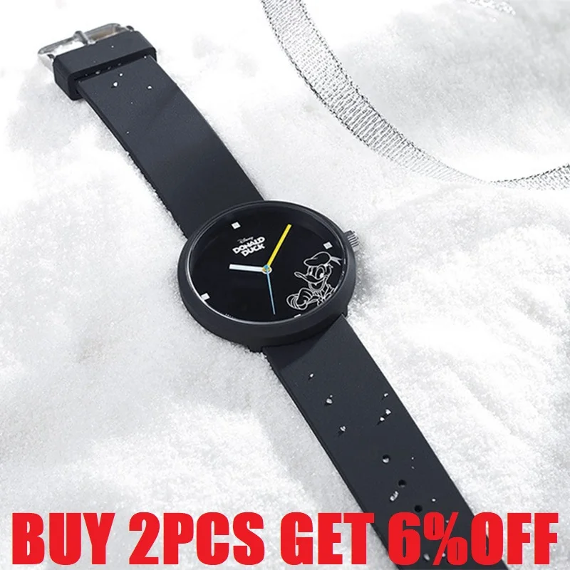 Часы наручные Disney женские кварцевые повседневные с мультяшным принтом Дональд