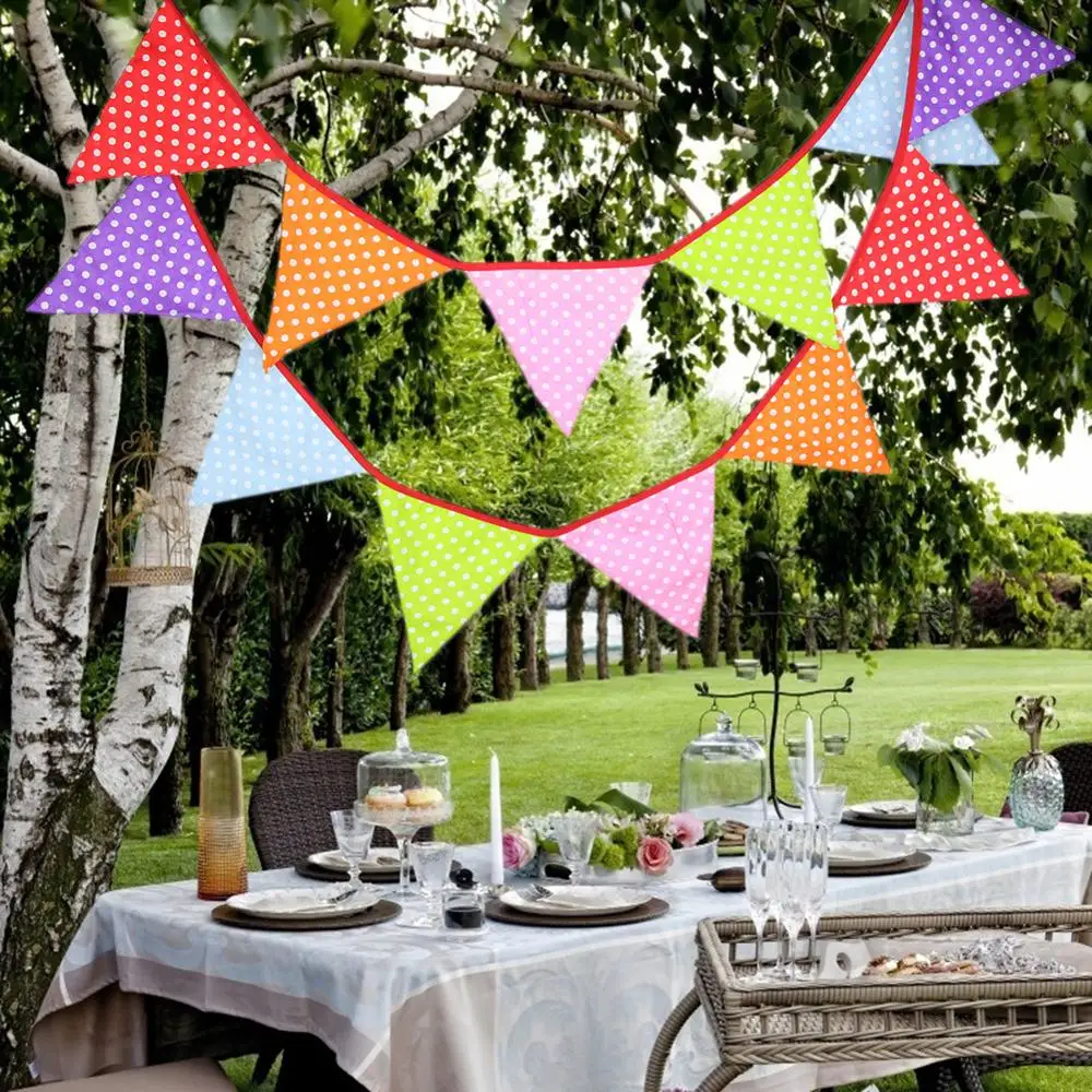 

12 Flags 3.2m Banner Bunting Nordic Flowers Pennant Paper Flag Party Bell Garland Birthday Wedding Decoration Party