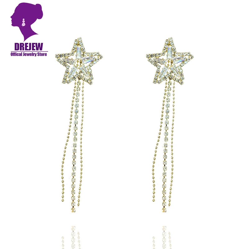 DREJEW двойная звезда Длинная кисточка из горного хрусталя золотые серебряные