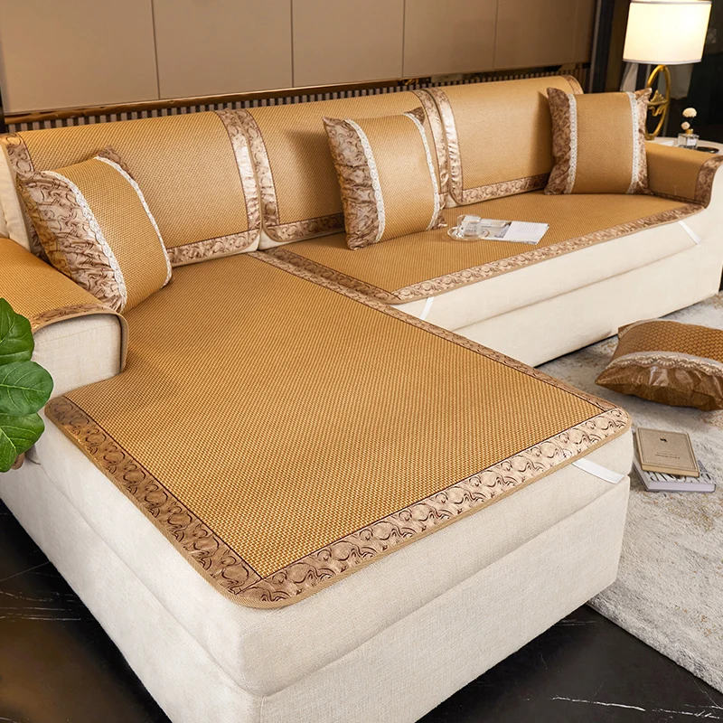 

TT Customized Size Consulting Customer Service Rattan Mat Sofa Cushion Summer Ice Silk Rattan Mat Non-Slip Summer Mat Cushion