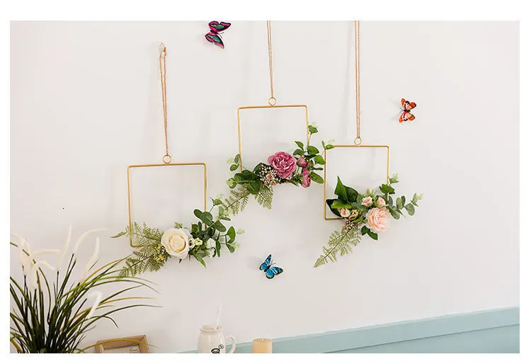 Весна Лето роза Венок дом Forsythia для цветочной передней двери или мантии Свадебный домашний Декор Рождественская гирлянда цветок арка