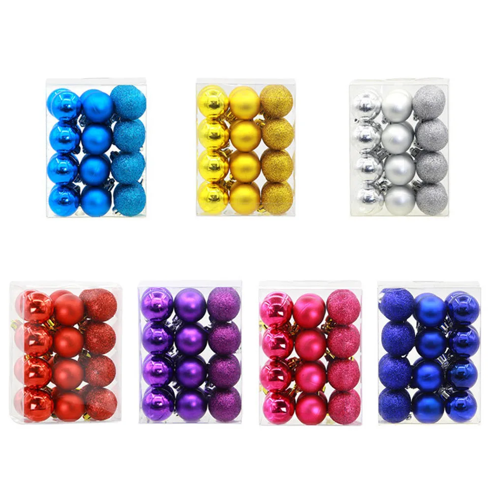 24 шт цветные рождественские шары фенечки вечерние Рождественская елка украшения