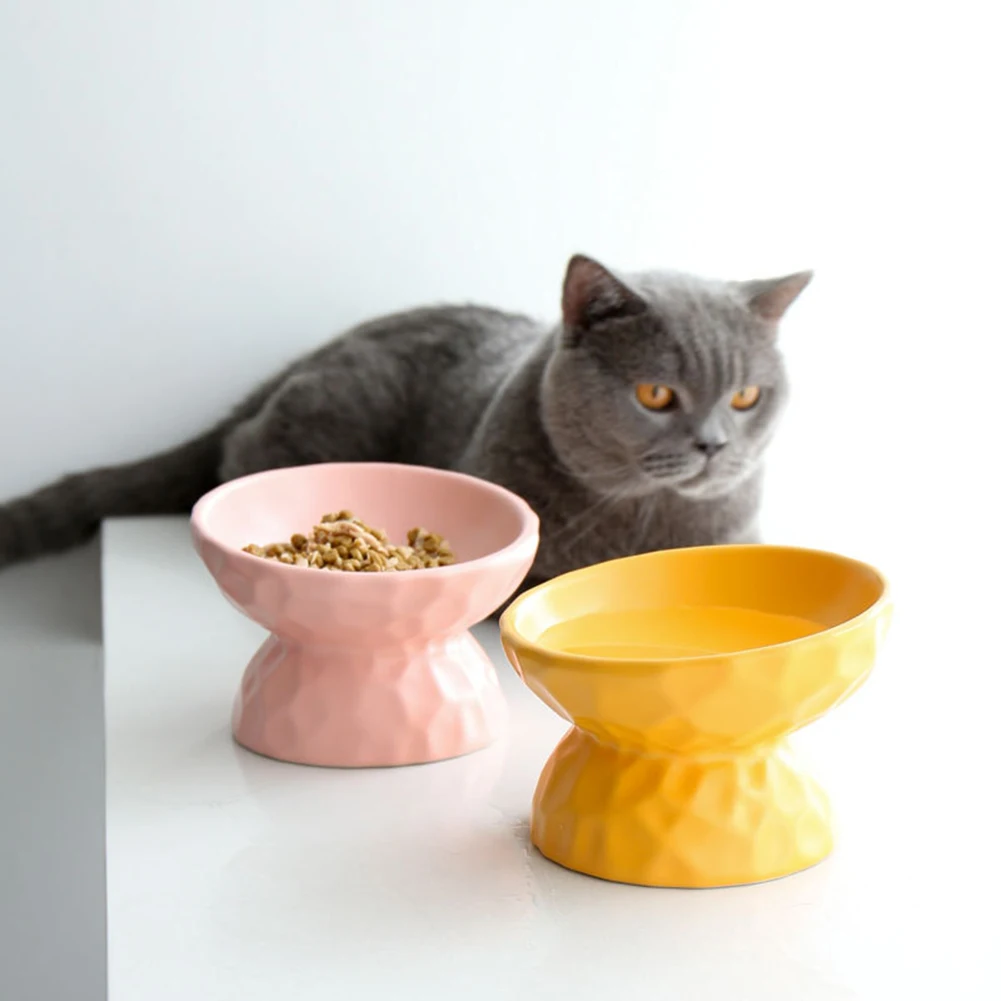 

Ceramics Raised Cat Bowl Slanted Cat Bowl for Food Stress Free Angled Cat Bowl Less Regurgitating and Vomiting DAG-ship