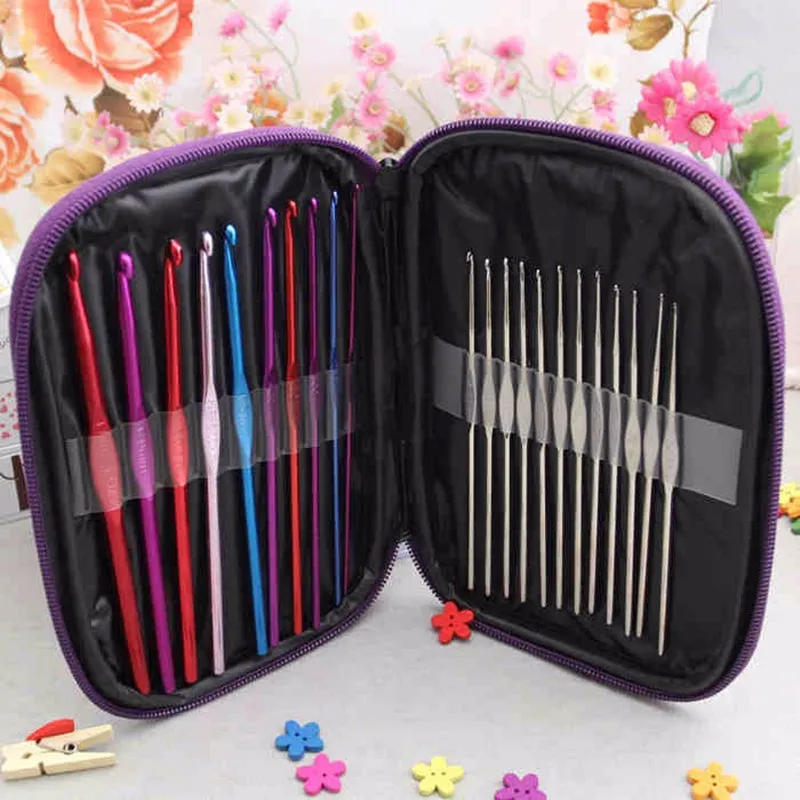22 шт./комплект Алюминиевые крючки для вязания|crochet hooks needles|crochet set hookneedle crafts |