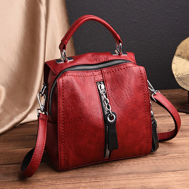 

High Quality Women Bag Women Backpacks Leather Female Travel Shoulder College Wind School Bag Backpack Girl