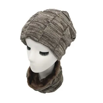 Khaki OZyc зимняя шапка, шарф Skullies Beanies для мужчин вязаная шапка женская маска Толстая Балаклава ушанка шерстяной берет мужская шапка - Цвет: Khaki