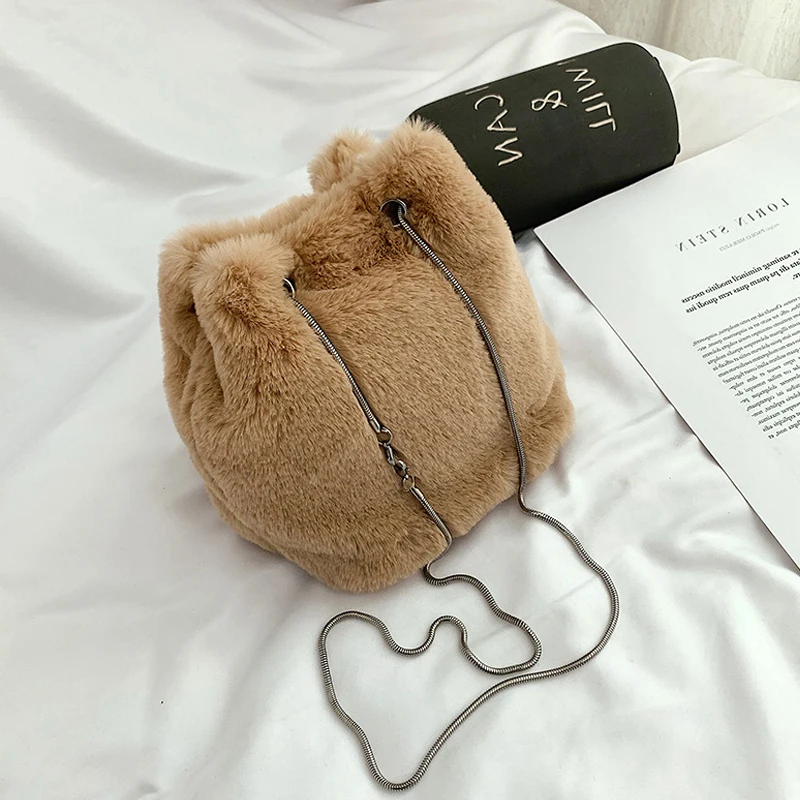 Зимняя плюшевая сумка для девочек детская сумочка кошелек Детская через плечо